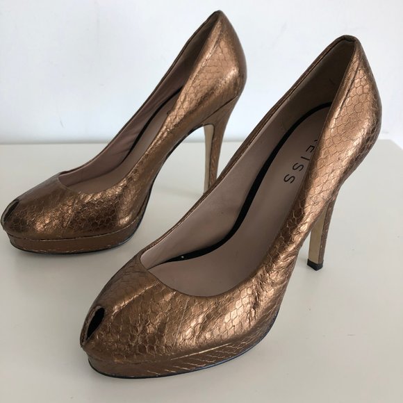 Reiss Shoes - Reiss Metallic peep toe platform high heels EU38